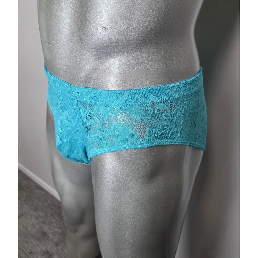 Cosabella Never‎ Say Never Mens Low Rise Brief Turquoise Floral Lace Teal